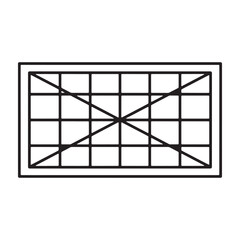 A modern geometric design featuring a grid pattern silhouette vector outline icon use as a symbol, web graphic design, and infographic icon