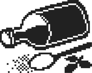 Obraz premium pixel art salt bottle with salt spilling onto spoon and herbs on white background