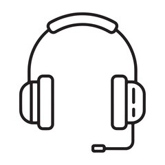 Fototapeta premium A customer service representative wearing a headset silhouette for support vector outline icon use as a symbol, web graphic design, and infographic icon