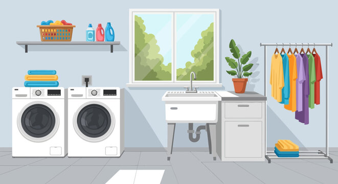Laundry Room with Washing Machine and Sink.