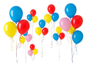 Obraz premium Colorful balloons floating celebration party background festive joy