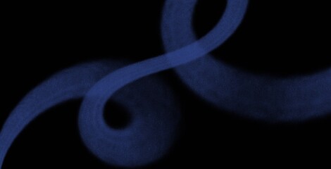 Blue graffiti wave textured grainy loop line art on back background, grunge rough banner