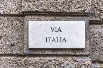 Stra&szlig;enschild Via Italia in Monza