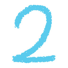 Blue Number Two Crayon Effect