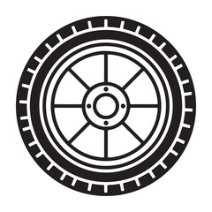 Obraz premium A simple black and white illustration of a tire silhouette vector outline icon use as a symbol, web graphic design, and infographic icon