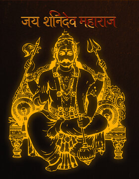  Hindu Deity Shani Dev Seated with Weapons for Religious Design