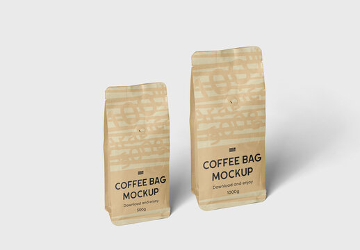 Big and Small Coffee Bag Mockup