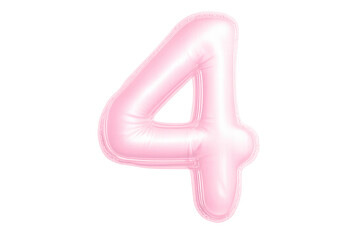Pink number four foil balloon celebrating birthday anniversary