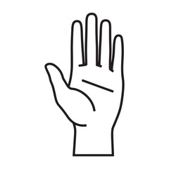 Fototapeta premium A hand gesture of silence or stop in a simple line drawing style silhouette vector outline icon use as a symbol, web graphic design, and infographic icon