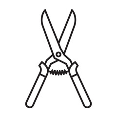 A pair of bolt cutters on a clean white background silhouette vector outline icon use as a symbol, web graphic design, and infographic icon