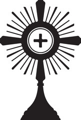 A holy 3d vector cross icon serves as a religious symbol of faith and God, featuring a graphic silhouette illustration of the Christian crucifix for church and Easter celebrations