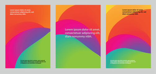 Fototapeta premium set of vibrant bokeh abstract backgrounds, modern design template, colorful squiggles gradient design for flyer, poster, cover, banner or wallpaper, template with wavy gradient shapes and copy sp