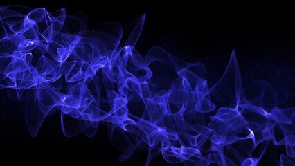 Fototapeta premium Abstract beautiful bright blue glowing energy electric magic space lines waves from particles on a black background