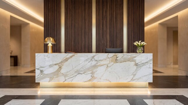 Hero Shot of American Luxury Hotel Reception Desk