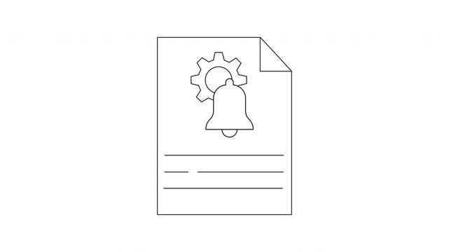 Notification Settings Icon Animation - Gear, Bell, and Document.