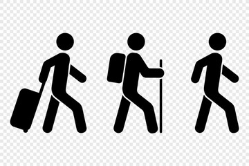 Person on a hike, a traveler, a pedestrian. Vector illustration