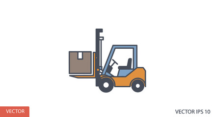 Naklejka premium Forklift Truck Lifting Shipping Container.