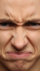 Intense expression of frustration on a young face