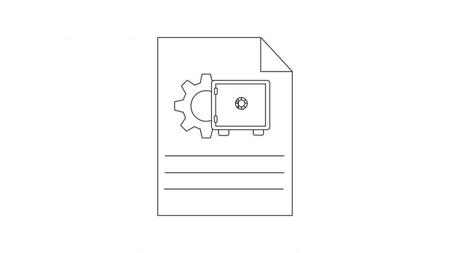 Technical Document with Gear and Safe Illustration.