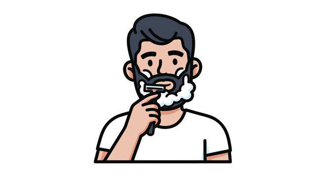 Man Shaving with Razor Illustration.