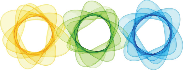 Colorful abstract rings in yellow, green, and blue vector illustration