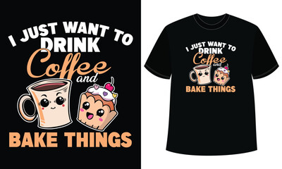 Fototapeta premium Coffee Baking Typography Cartoon Design