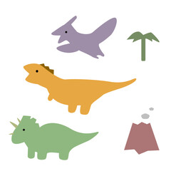 かわいい恐竜のセットイラスト © 戸塚 詩織