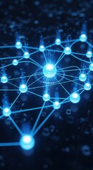 Radiant core network connecting glowing points and surrounding links