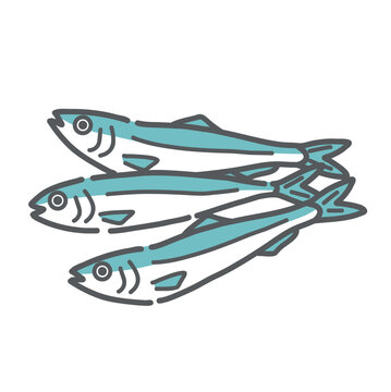 煮干し・小魚のイラスト（カルシウム豊富な食材/乾物）