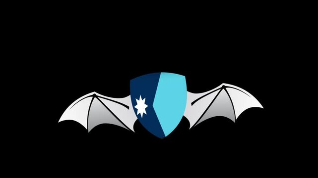 Loop Animation of Minnesota a flag icon with shield shape flying like a bat