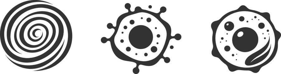 Fototapeta premium WebCircular Cell and Energy Silhouettes – Science and Biology Vector Icons