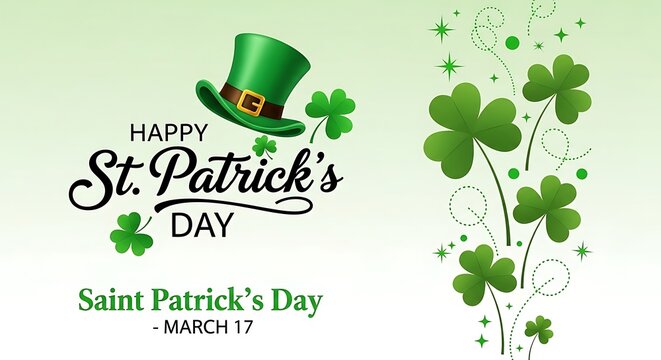 Celebrate saint patrick's day with a green hat and lucky shamrocks
