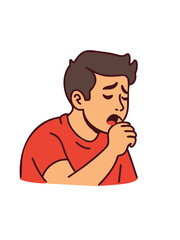 man coughing into hand health concept illustration