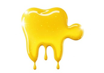 Yellow Liquid Splash with Droplets on White Background, Viscous Texture