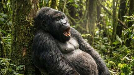 Naklejka premium Yawning Gorilla(あくびをするゴリラ)