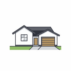 Modern House with Garage and Driveway.