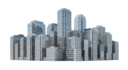Modern city skyline PNG isolated on transparent background, architectural design element for urban planning and construction projects © Aliona