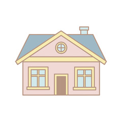 Simple Pink House Illustration with Chimney.