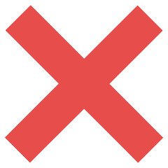 Obraz premium Red cross mark icon, isolated on white background, bold flat vector symbol for error, close, cancel, incorrect sign, user interface, flat design illustration