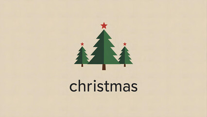 Minimalist Christmas Tree Icon with Text on Beige Background