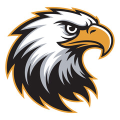 Obraz premium Eagle head mascot logo, strong eagle mascot emblem, sports team logo illustration, predator bird vector design, isolated on white background, flat modern style