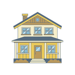 Yellow Two Story House with Porch.