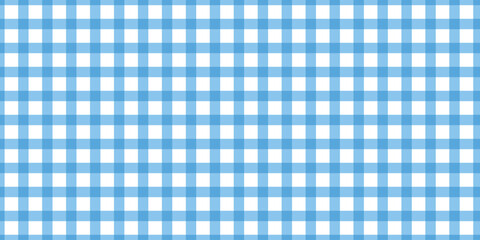 Blue gingham seamless pattern vector. cute check plaid picnic tablecloth texture, vintage gingham squares, isolated on white background.