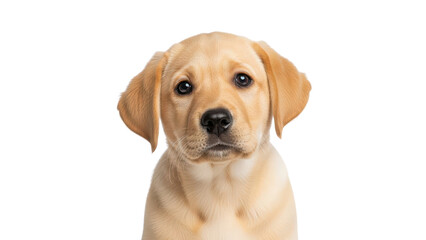 Cute Golden Labrador Retriever Puppy Looking Directly at Camera isolated PNG with Transparent Background