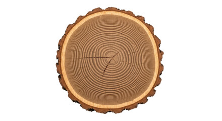 Tree trunk cross section PNG isolated on transparent background, wood texture with annual rings for nature and forestry concepts © Aliona