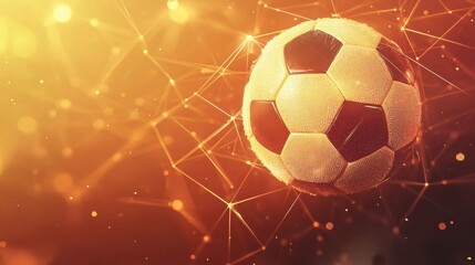 Fototapeta premium Futuristic Soccer: Ball in a Network of Light and Connection for Digital Sport
