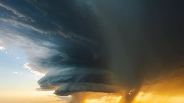 Storm clouds forming dramatic wave shapes across the sky creating an epic weather scene