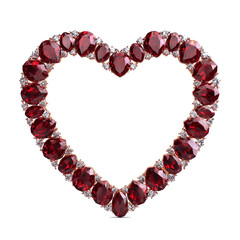 Obraz premium Luxury Heart Shaped Frame Made of Ruby Red Gemstones and Diamonds