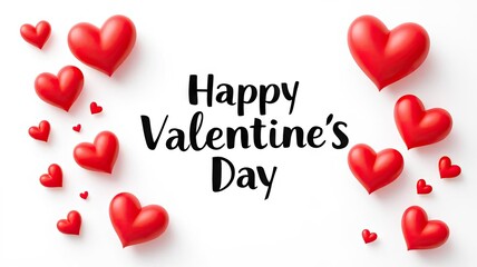 Festive Red Hearts and Happy Valentines Day Greeting Card Design.