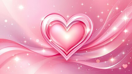 Elegant Pink Heart Illustration with Swirling Lights and Sparkles.